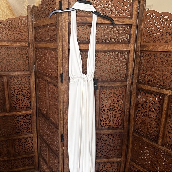 NEW NWT Norma kamali Tie Front Halter Gown in Snow White - Picture 5 of 5